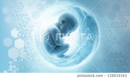 生命的起源：籠罩在神秘光芒中的胎兒插圖 138019163