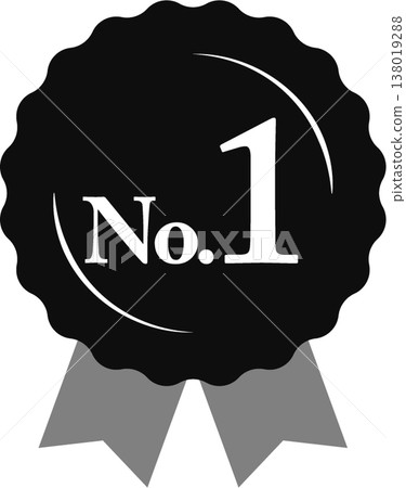 排名第一：獎章和瑤帶軍階圖標，編號 1，單色，黑白。 138019288