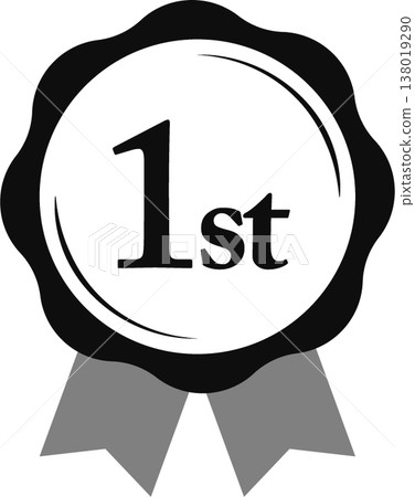 排名第一：獎章和瑤帶軍階圖標，編號 1，單色，黑白。 138019290