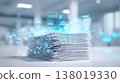 DX Promotion and Paperless Concept | Business Image of Converting Paper Documents into Digital Data 138019330