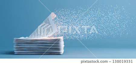 DX Promotion and Paperless Concept | Business Image of Converting Paper Documents into Digital Data 138019331
