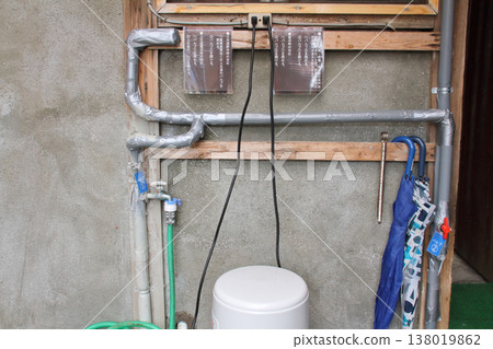 In preparation for a water outage due to a burst pipe or other disruption to the public water supply, this system allows households to switch to well water for their water supply, along with explanatory text. In preparation for a water outage due to a burst pipe or other disruption to the public water supply, this system allows households to switch to well water for their water supply, along with explanatory text. 138019862