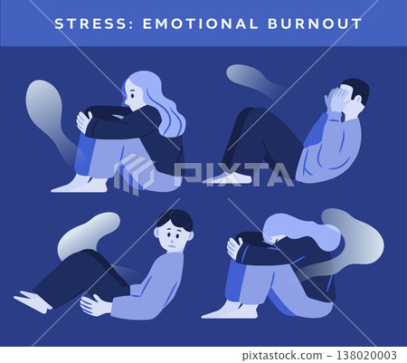 Frustrated people crouching and kneeling Frustrated people crouching and kneeling 138020003