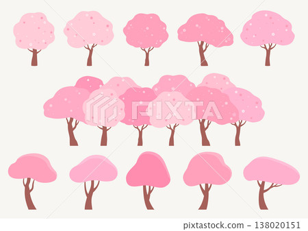 Vector illustration of a set of cherry blossom trees. Vector illustration of a set of cherry blossom trees. 138020151