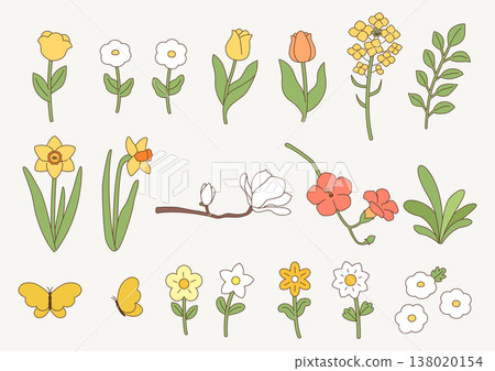 Vector illustration of a set of plant illustrations. 138020154