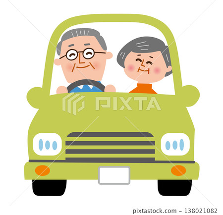 Senior couple driving a car Senior couple driving a car 138021082