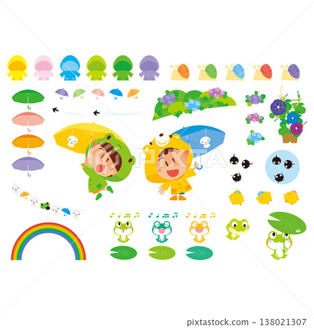 Rainy season illustration set (for cutting out) 138021307