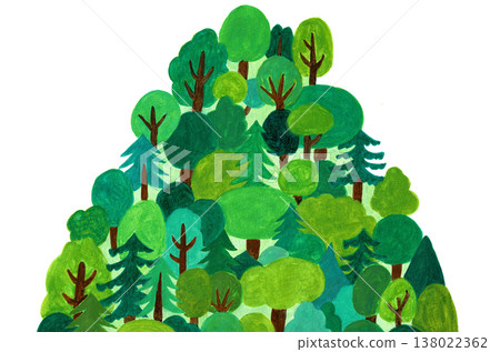 Natural forest and tree hand-painted watercolor illustration background material, eco-friendly/environmental image 138022362
