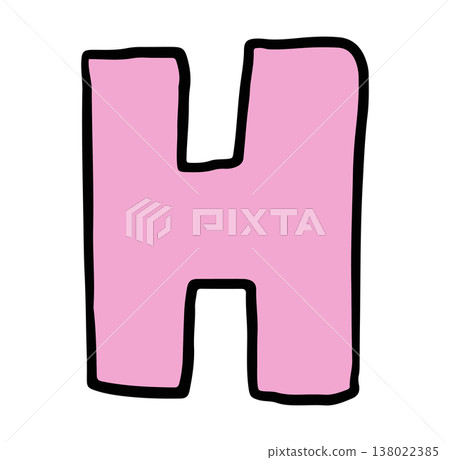 Hand writing H alphabet letter for a to z, font, typography, text, message, initials, card, sticker, tattoo, education book, name design, shirt print, brooch, pin, patch, icon, kid drawing style 138022385