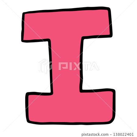 Hand writing I alphabet letter for a to z, font, typography, text, message, initials, card, sticker, tattoo, education book, name design, shirt print, brooch, pin, patch, icon, kid drawing style 138022401