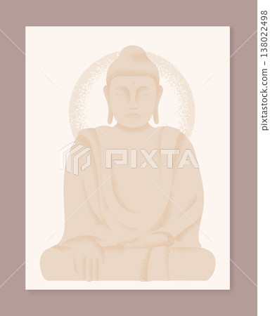 Modern Buddha illustration for Vesak Day with beige grain texture 138022498