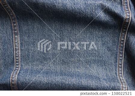 seam of blue denim texture background, jean fashion style 138022521