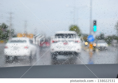 car on highway road with rainny season, blurred image car on highway road with rainny season, blurred image 138022531