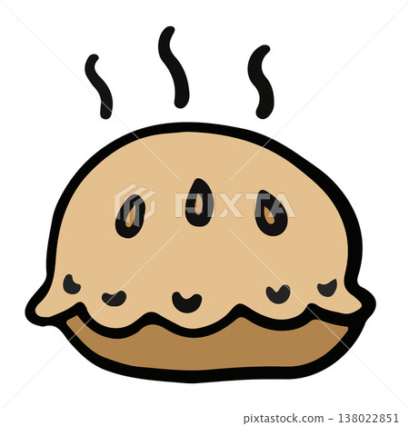Hand drawn pie illustration for bakery, pastry, food, snack, breakfast, brunch, coffee shop, sticker, department store, shopping, festive season, Christmas element, holidays, cafe, menu, recipe, icon 138022851