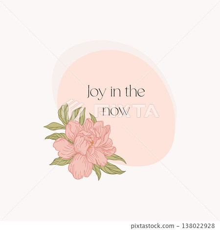 Oval frame with peony Oval frame with peony 138022928