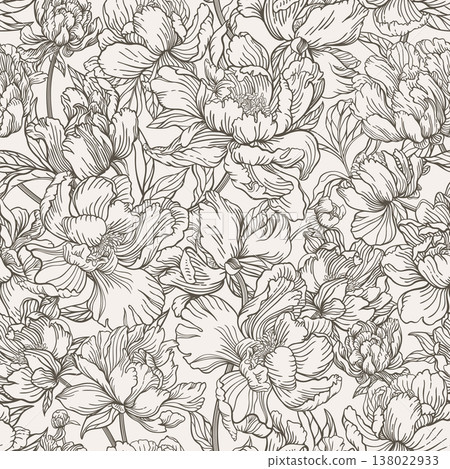 Seamless pattern with  peonies 138022933