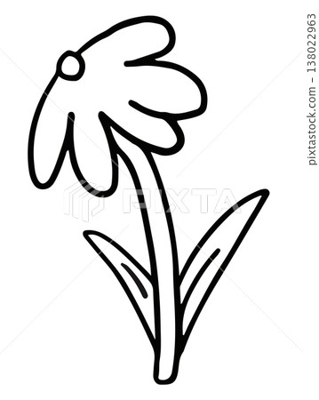 Hand drawn outline of flower and leaves for floral print, colouring book, painting, sticker, nature, garden, spring, summer, plants, blossom, cute patches, shirt print, plush toy, kid doll, cartoon Hand drawn outline of flower and leaves for floral print, colouring book, painting, sticker, nature, garden, spring, summer, plants, blossom, cute patches, shirt print, plush toy, kid doll, cartoon 138022963