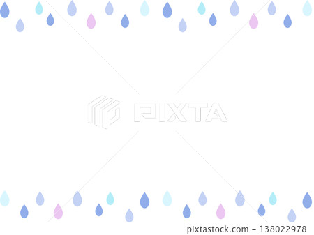 雨和雨滴的簡單邊框插圖 | 雨、雨滴、水滴、天氣 138022978