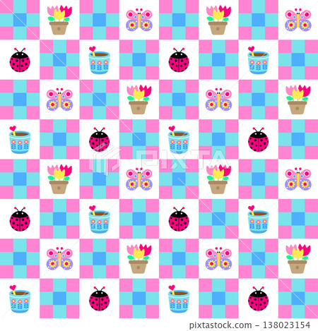 Cute Spring Garden Friends Seamless Pattern Cute Spring Garden Friends Seamless Pattern 138023154