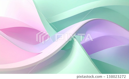 Abstract graphic background material featuring intersecting pastel-colored curves. 138023272