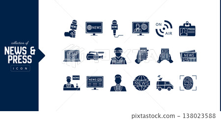 News and Press icons collection. Containing journalist, news, microphone, interview, and more News and Press icons collection. Containing journalist, news, microphone, interview, and more 138023588
