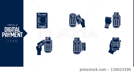 Set of outline icons related to payment methods. Electronic payment filled icon collection Set of outline icons related to payment methods. Electronic payment filled icon collection 138023590