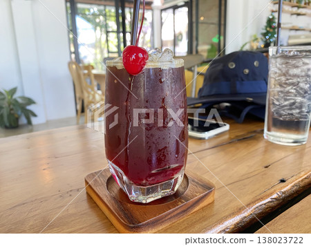 Iced coffee with cherry Iced coffee with cherry 138023722