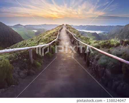 Mountain landscape Ponta Delgada island, Azores 138024047