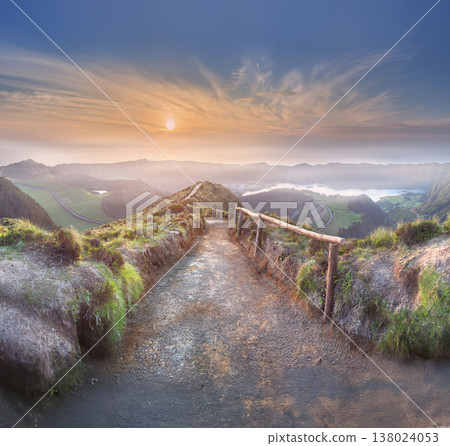 Mountain landscape Ponta Delgada island, Azores Portugal 138024053