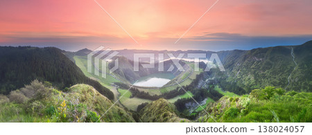 Mountain landscape Ponta Delgada island, Azores 138024057