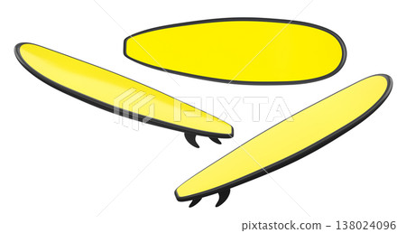 Set of surfboard for summer surfing on surf board on white background. 138024096