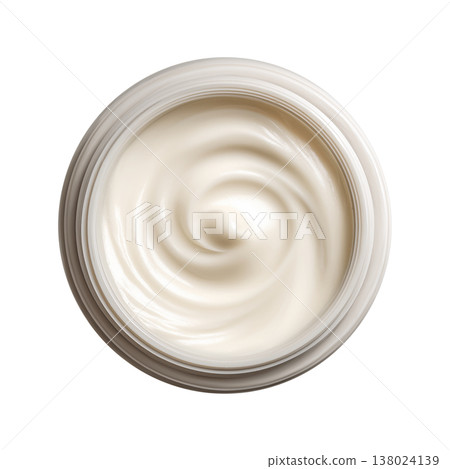 Creamy lotion or body butter in an open jar isolated on a white background, symbolizing skincare, hydration, softness and beauty Creamy lotion or body butter in an open jar isolated on a white background, symbolizing skincare, hydration, softness and beauty 138024139