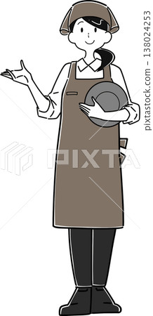 Full-body illustration of the part-time employee giving directions 138024253