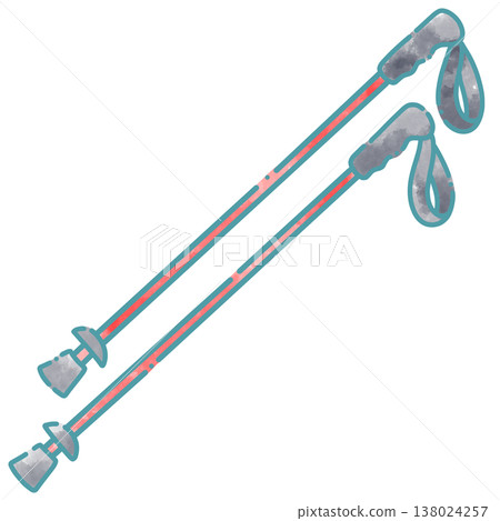 Illustration of trekking poles with loose lines 138024257