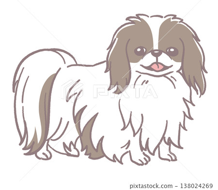 一隻日本狆犬的插畫素材。向量圖。 138024269