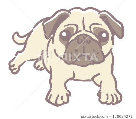 一隻狗(巴哥犬)的插畫素材。向量圖素材。 一隻狗(巴哥犬)的插畫素材。向量圖素材。 138024271