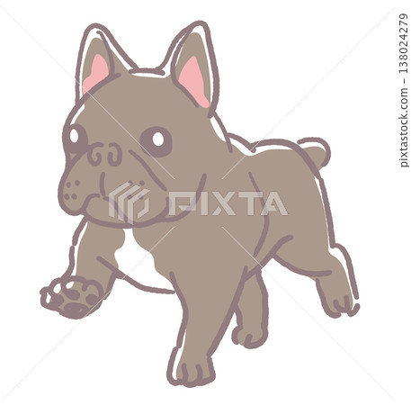 一隻法國鬥牛犬的插畫素材。向量圖。 一隻法國鬥牛犬的插畫素材。向量圖。 138024279