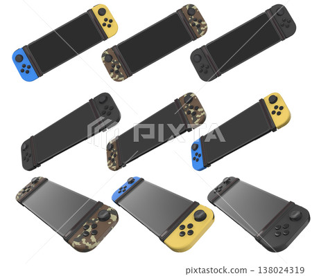 Realistic video game controllers console attached to mobile phone isolated on white 138024319