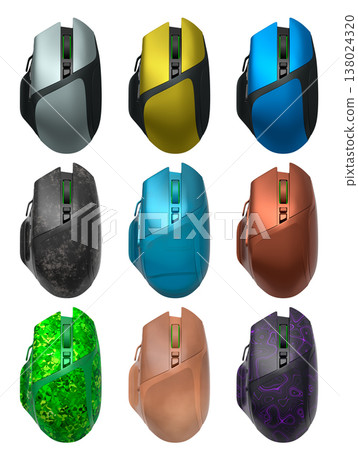 Set of wireless gaming computer mouse isolated on white background 138024320