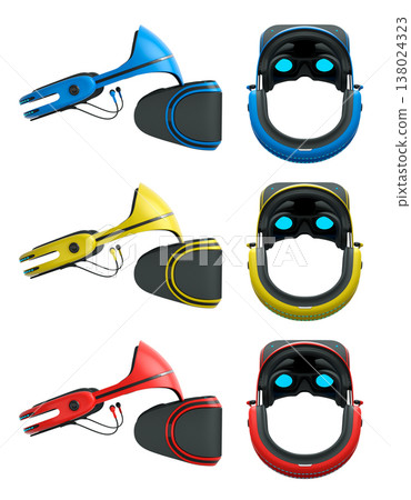 Virtual reality glasses and headset isolated on white background with clipping path 138024323