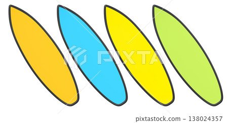 Set of surfboard for summer surfing on surf board on white background. 138024357