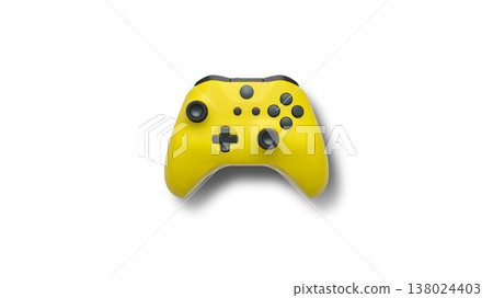 Wireless gaming controller flying in air isolated on white background, symbolizing gaming technology concept 138024403