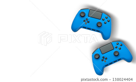 Wireless gaming controllers flying in air isolated on white background, symbolizing gaming technology concept 138024404