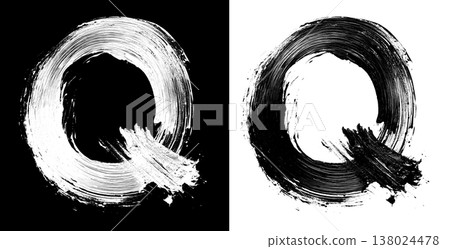 Brushstroke letter Q in bold grunge style on split isolated black and white background, symbolizing contrast and creativity 138024478