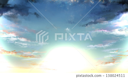 一天中不同時段的天空、雲彩和太陽背景。 138024511