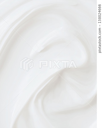 White swirling creamy texture shown in minimalist style on light background, concept of purity and softness feel cosmetics product 138024666