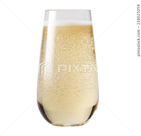 Closeup of champagne flute with golden bubbles isolated on white background symbolizing celebration and elegance Closeup of champagne flute with golden bubbles isolated on white background symbolizing celebration and elegance 138025059