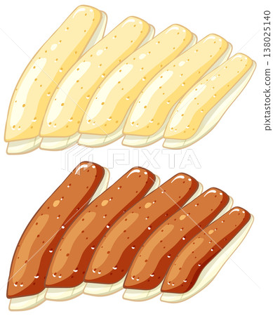 Vector Illustration of Sliced Asian Fish Fillets Vector Illustration of Sliced Asian Fish Fillets 138025140