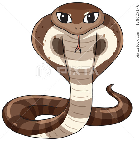 Cute Brown Cobra Snake Vector Illustration Isolated on White Background Cute Brown Cobra Snake Vector Illustration Isolated on White Background 138025146
