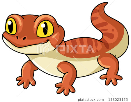 Cute Orange Cartoon Gecko Vector Illustration Isolated on White Background Cute Orange Cartoon Gecko Vector Illustration Isolated on White Background 138025153